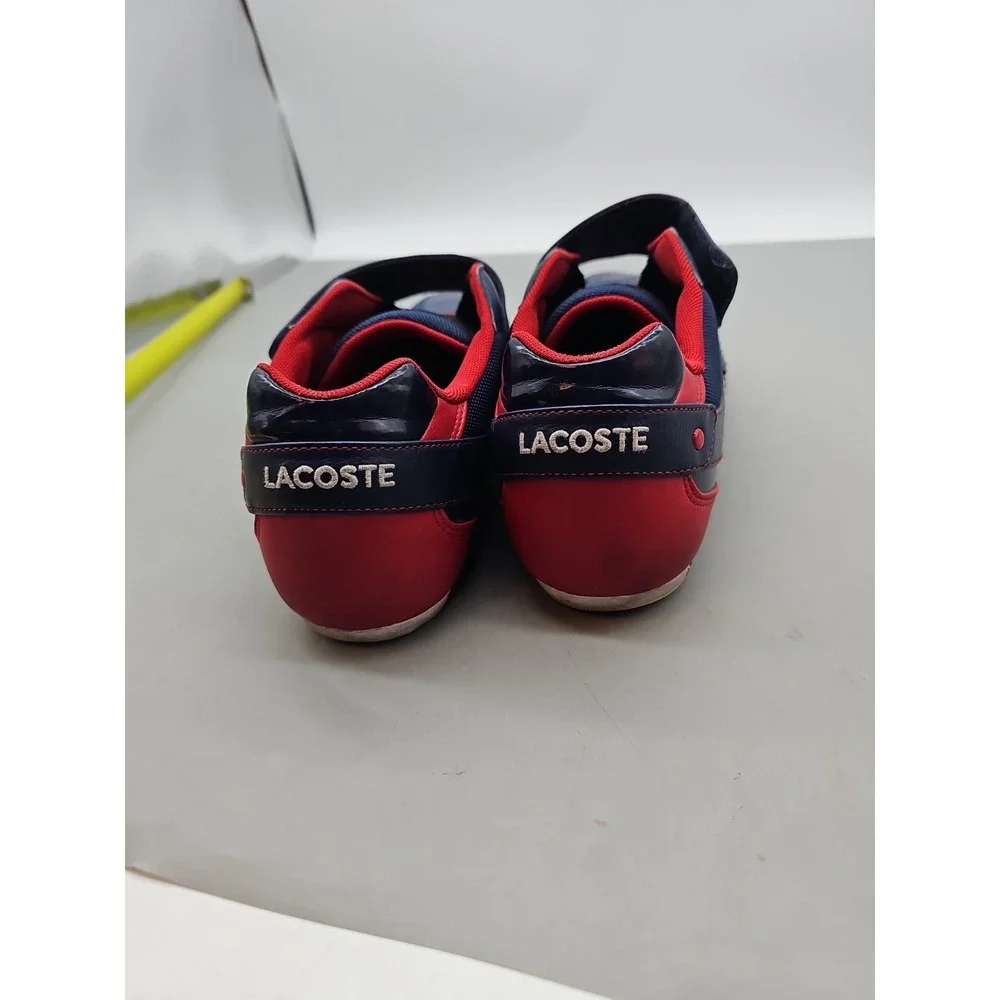 Lacoste Mens Misano Strap Leather Synthetic Shoes Navy Blue  Red Size 12